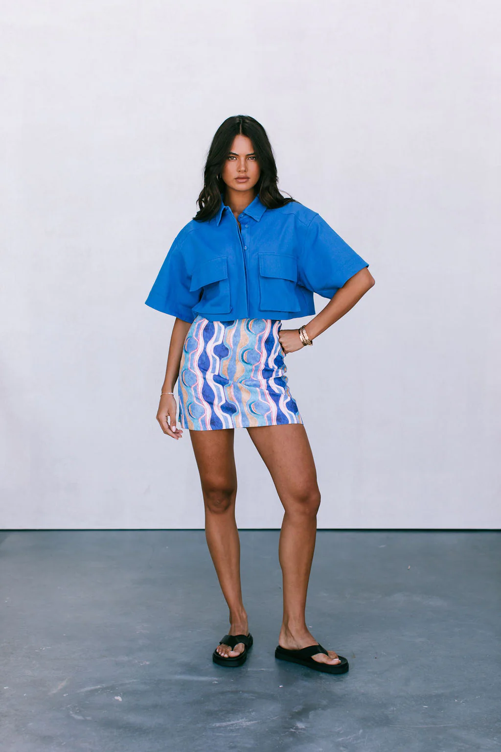 Apella Cropped Shirt Cobalt Blue - Image 11