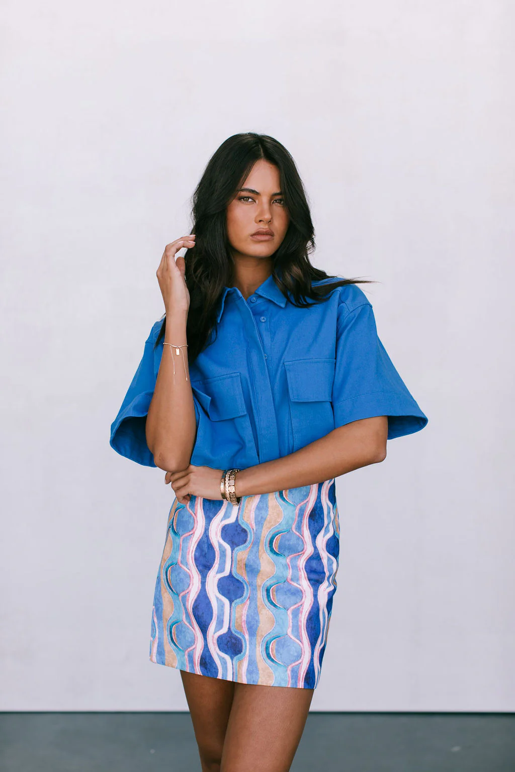 Apella Cropped Shirt Cobalt Blue - Image 5