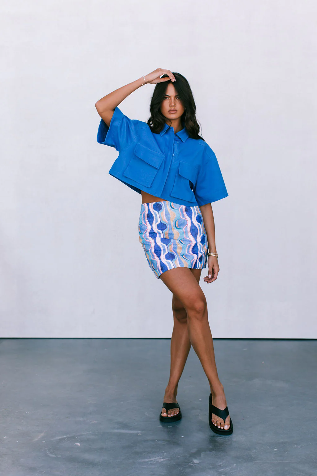 Apella Cropped Shirt Cobalt Blue - Image 8