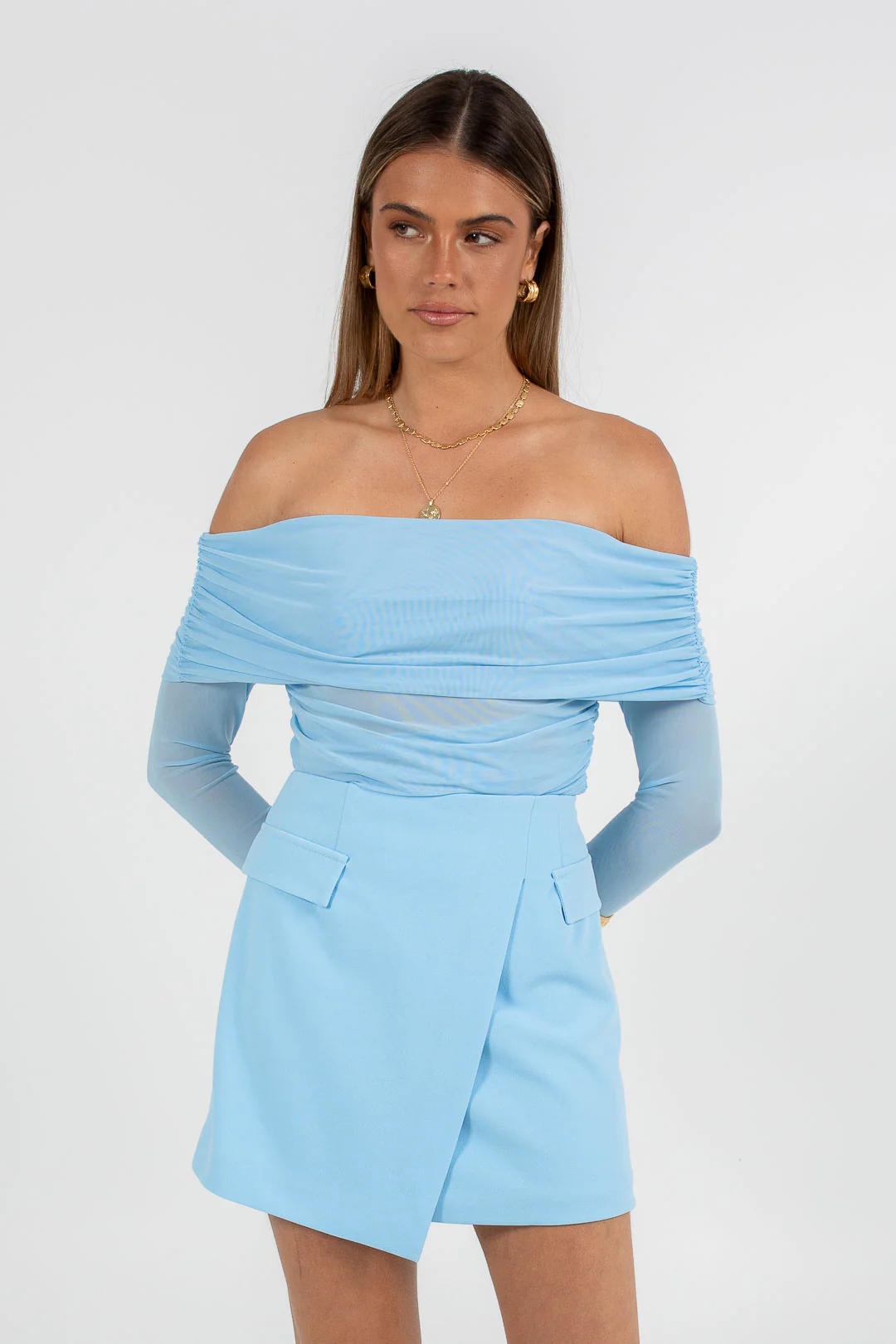 Azrah Mini Skirt Sky Blue