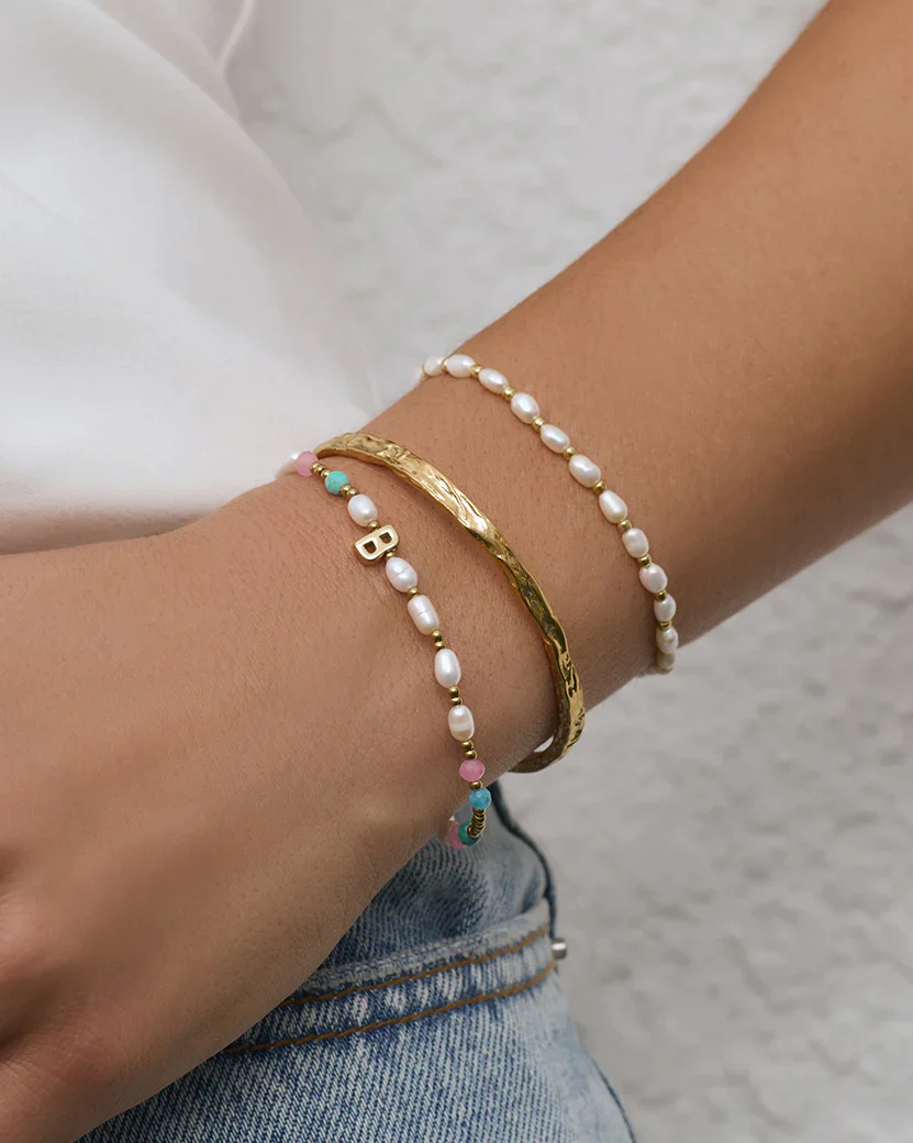 Beaded Initial Bracelet Gemstone - Image 3