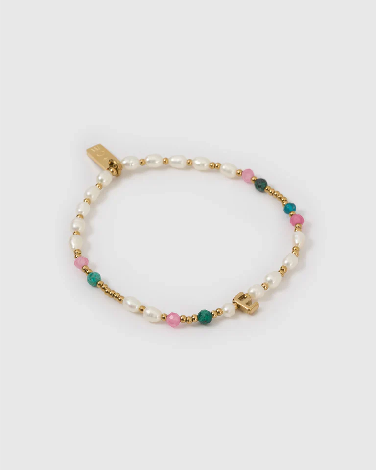Beaded Initial Bracelet Gemstone - Image 5