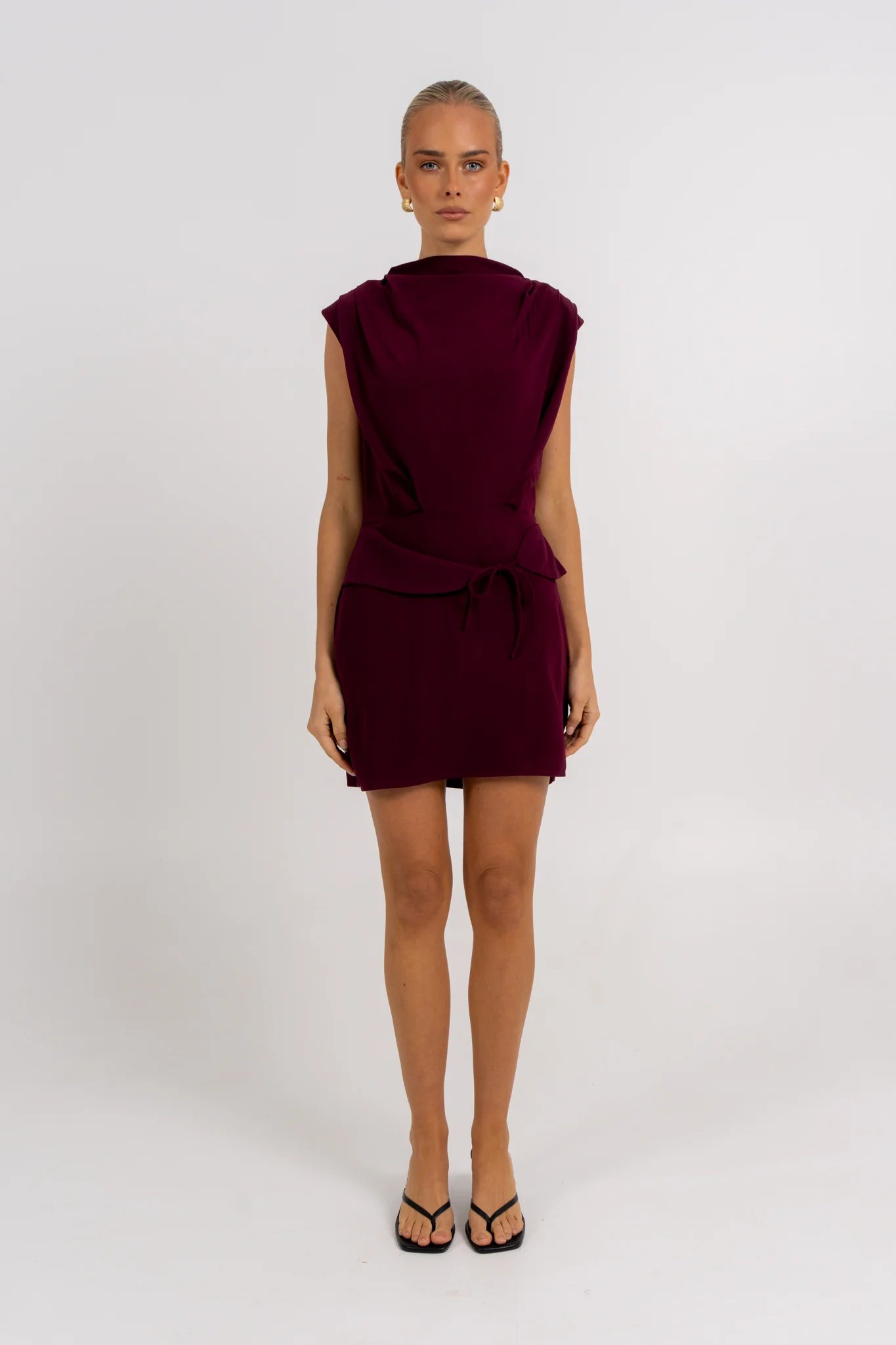 Bryson Mini Dress Burgundy - Image 3