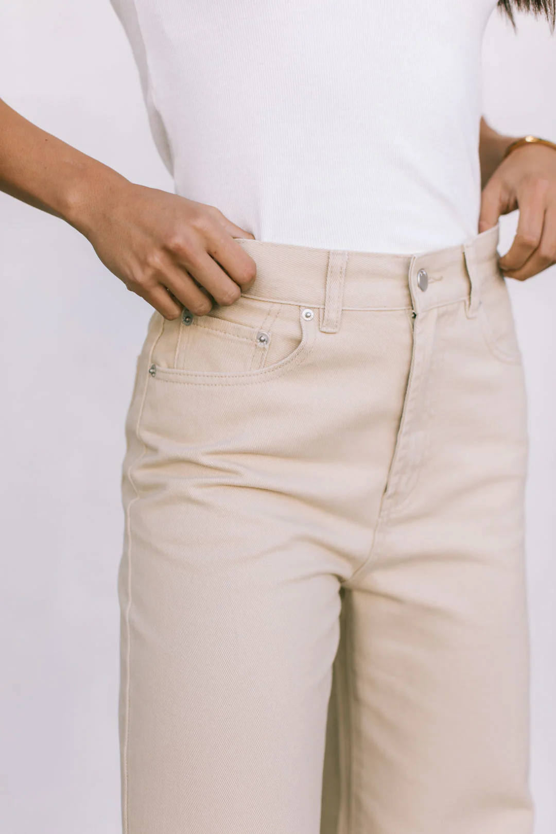 Carissa Wide Leg Denim Jeans Sand - Image 2