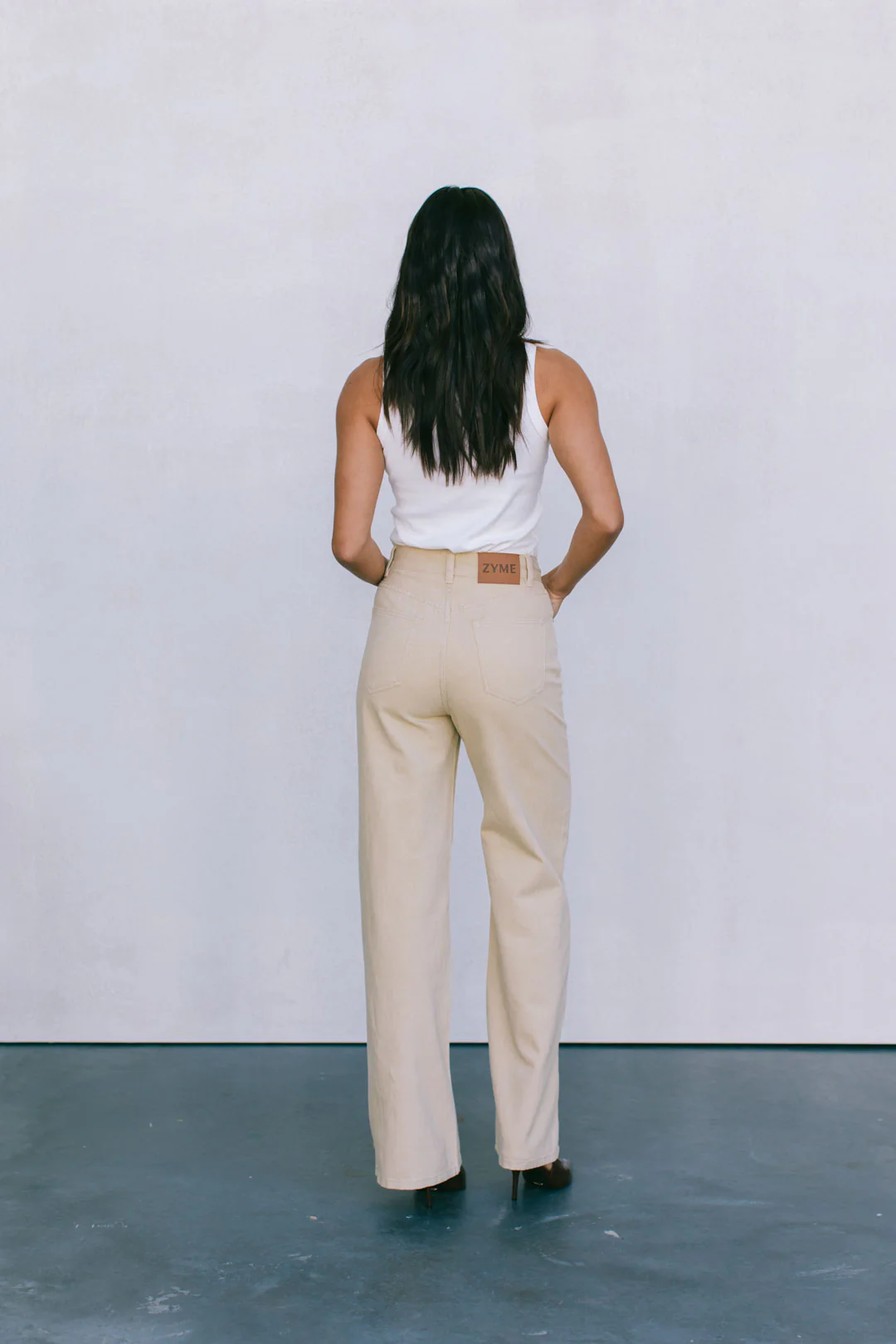 Carissa Wide Leg Denim Jeans Sand - Image 7