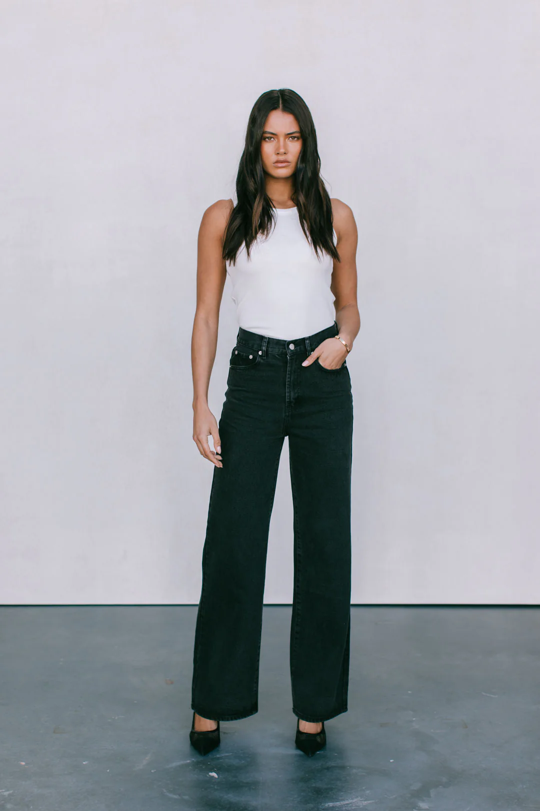 PRE ORDER Carissa Wide Leg Jeans Washed Black - Image 11
