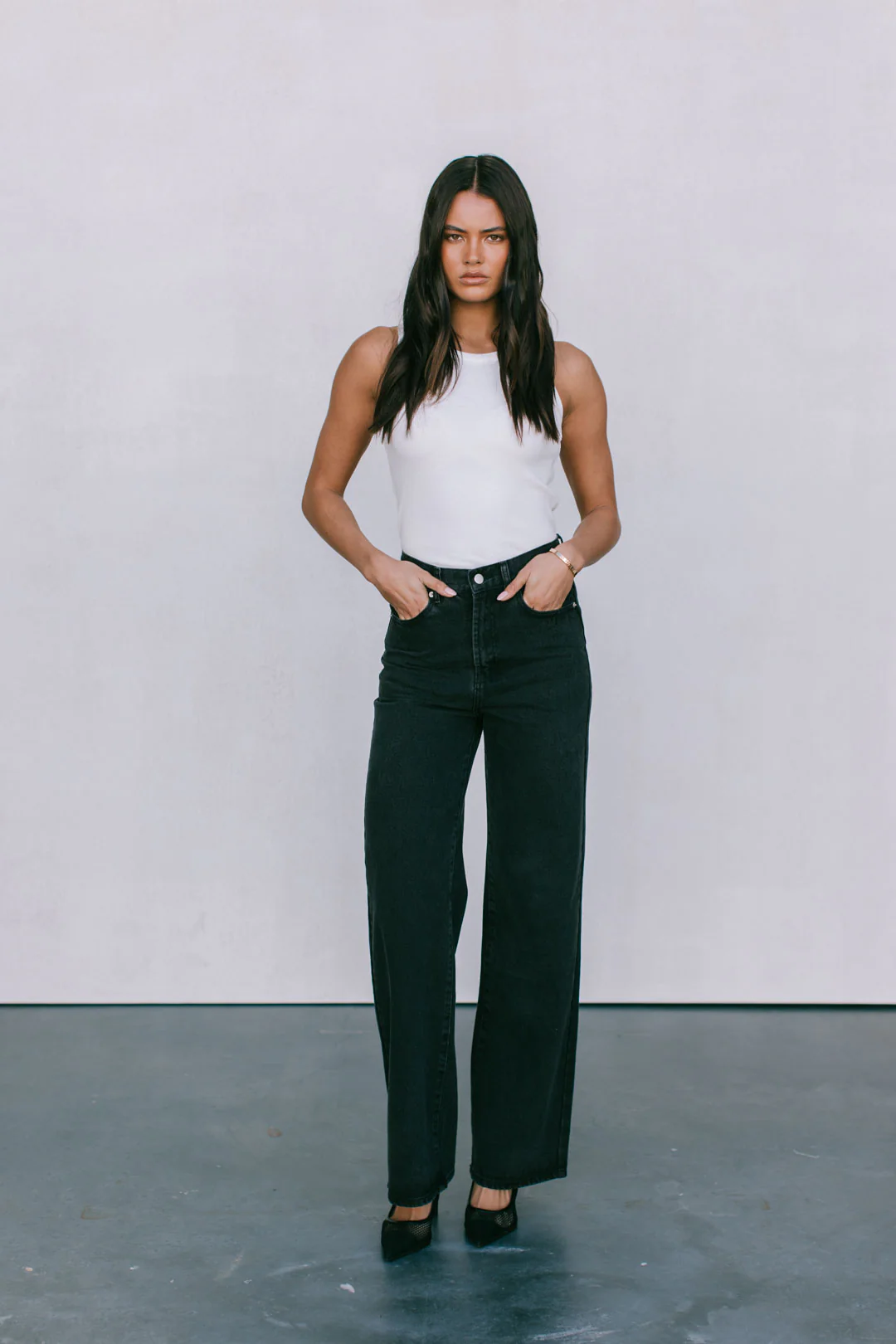 PRE ORDER Carissa Wide Leg Jeans Washed Black - Image 22