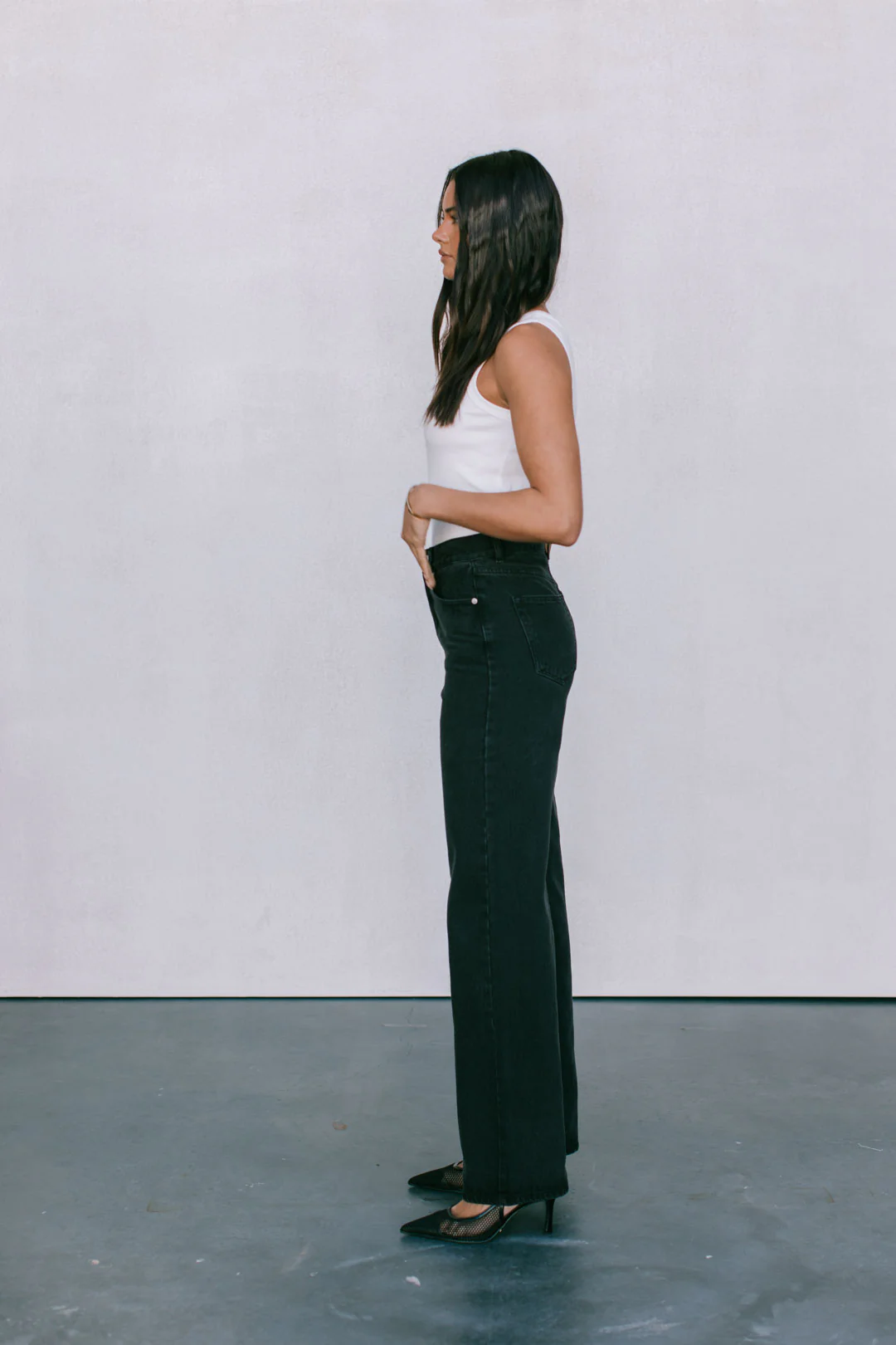 PRE ORDER Carissa Wide Leg Jeans Washed Black - Image 8