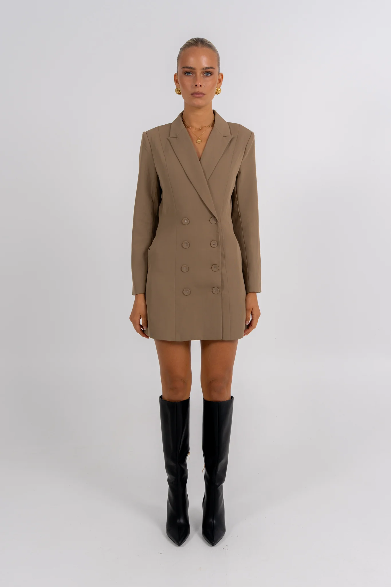 PRE ORDER Cassie Blazer Dress Mocha