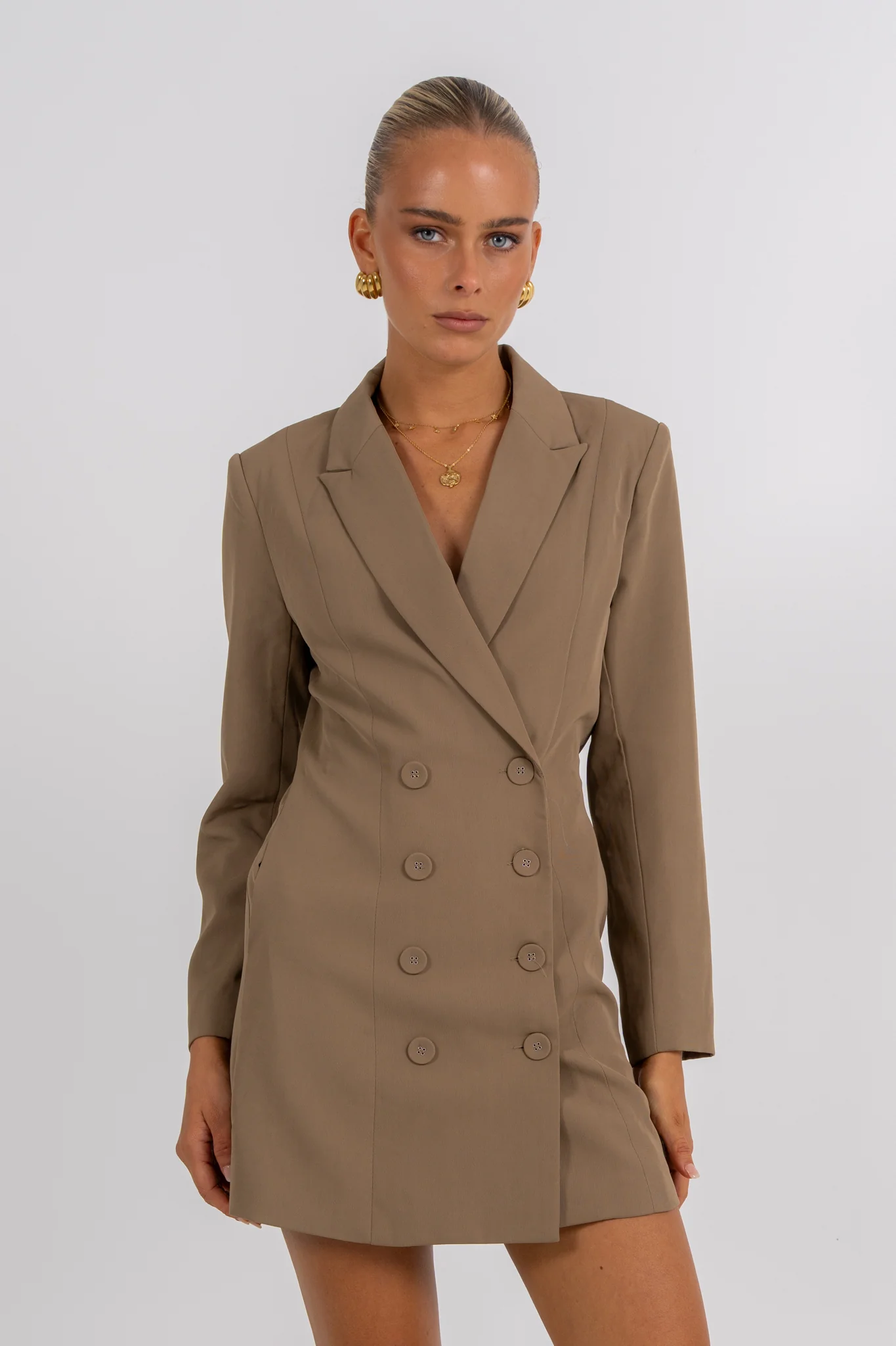 PRE ORDER Cassie Blazer Dress Mocha - Image 6