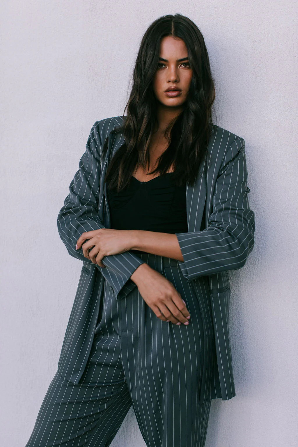 Cerlah Tailored Pants Charcoal Pinstripe - Image 14