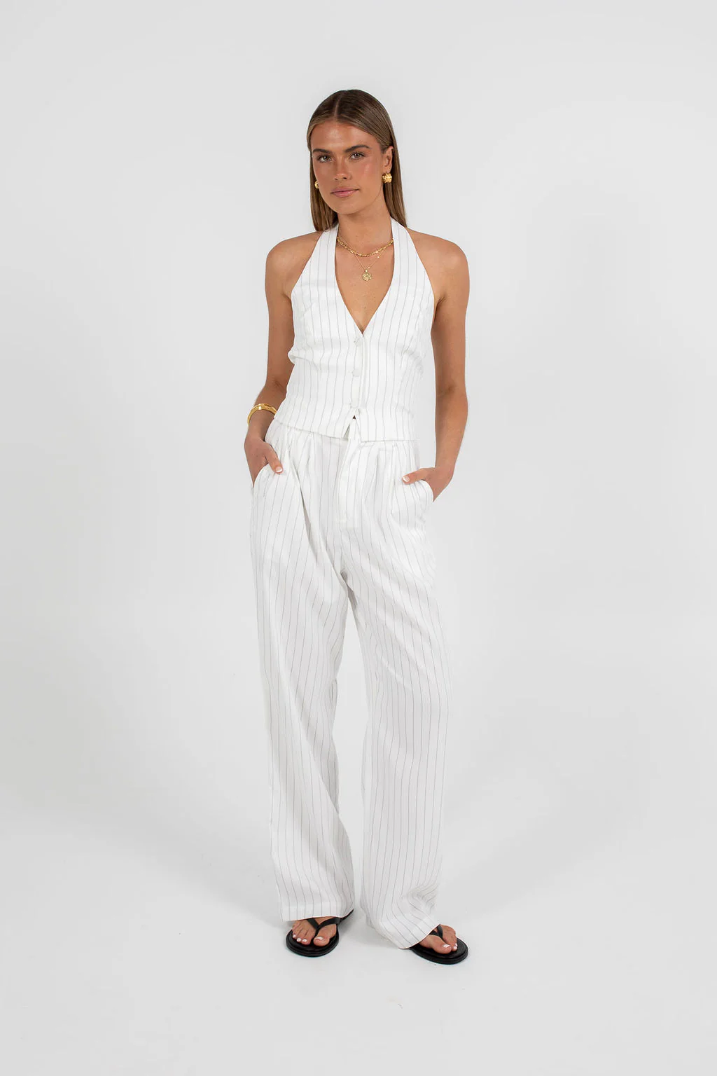 Cerlah Tailored Pants White Pinstripe - Image 7