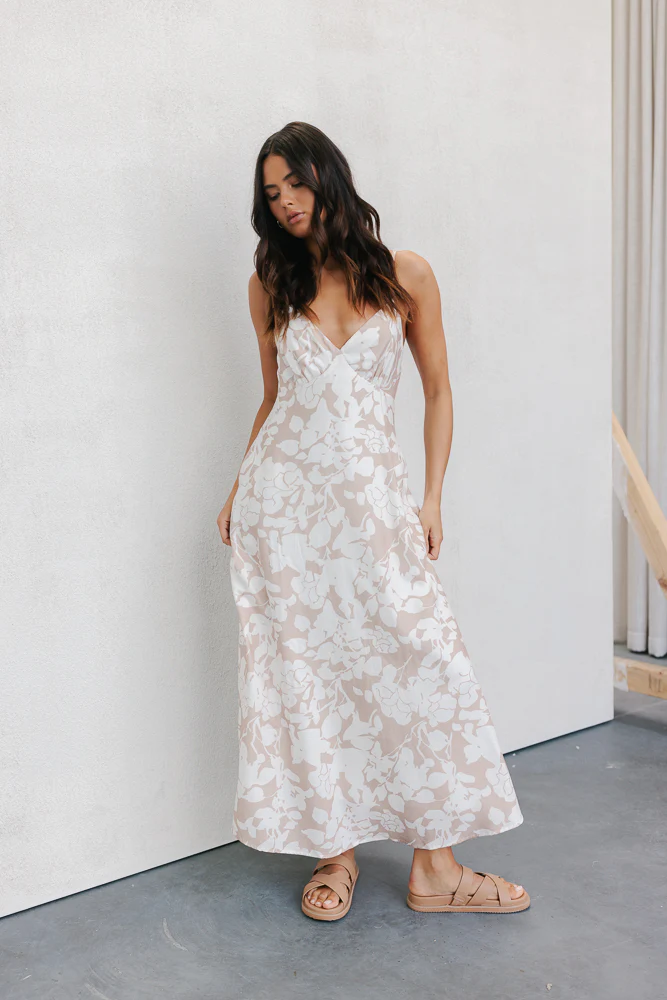 Chloe Maxi Dress Mocha Floral - Image 10