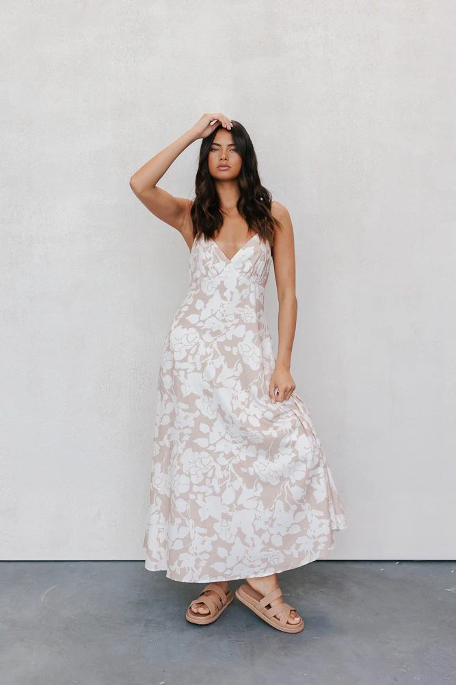 Chloe Maxi Dress Mocha Floral - Image 12
