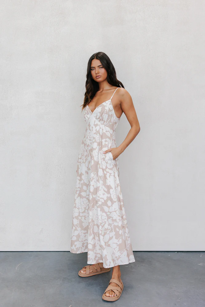 Chloe Maxi Dress Mocha Floral - Image 6