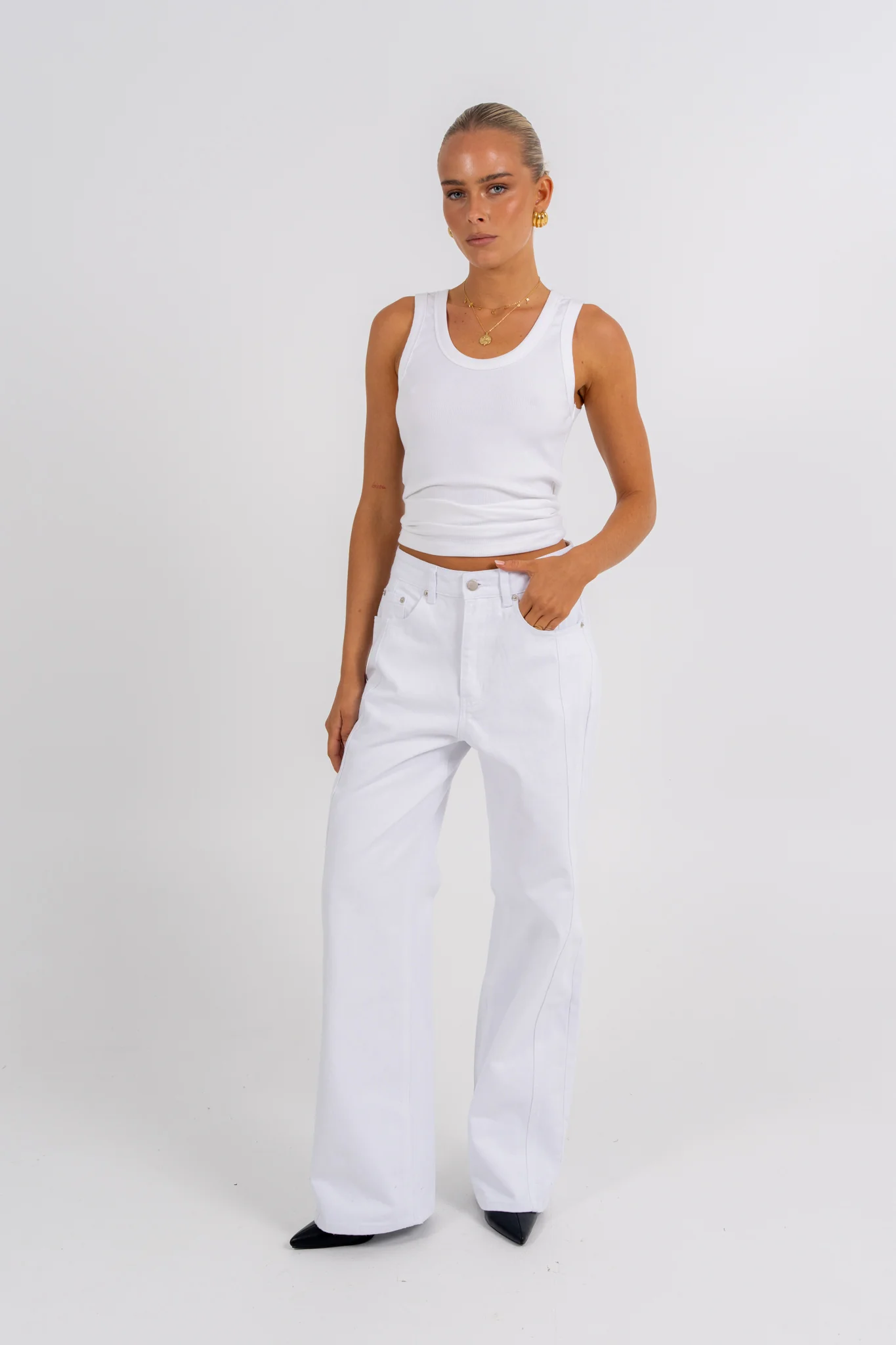 Janey Baggy Leg Jeans White