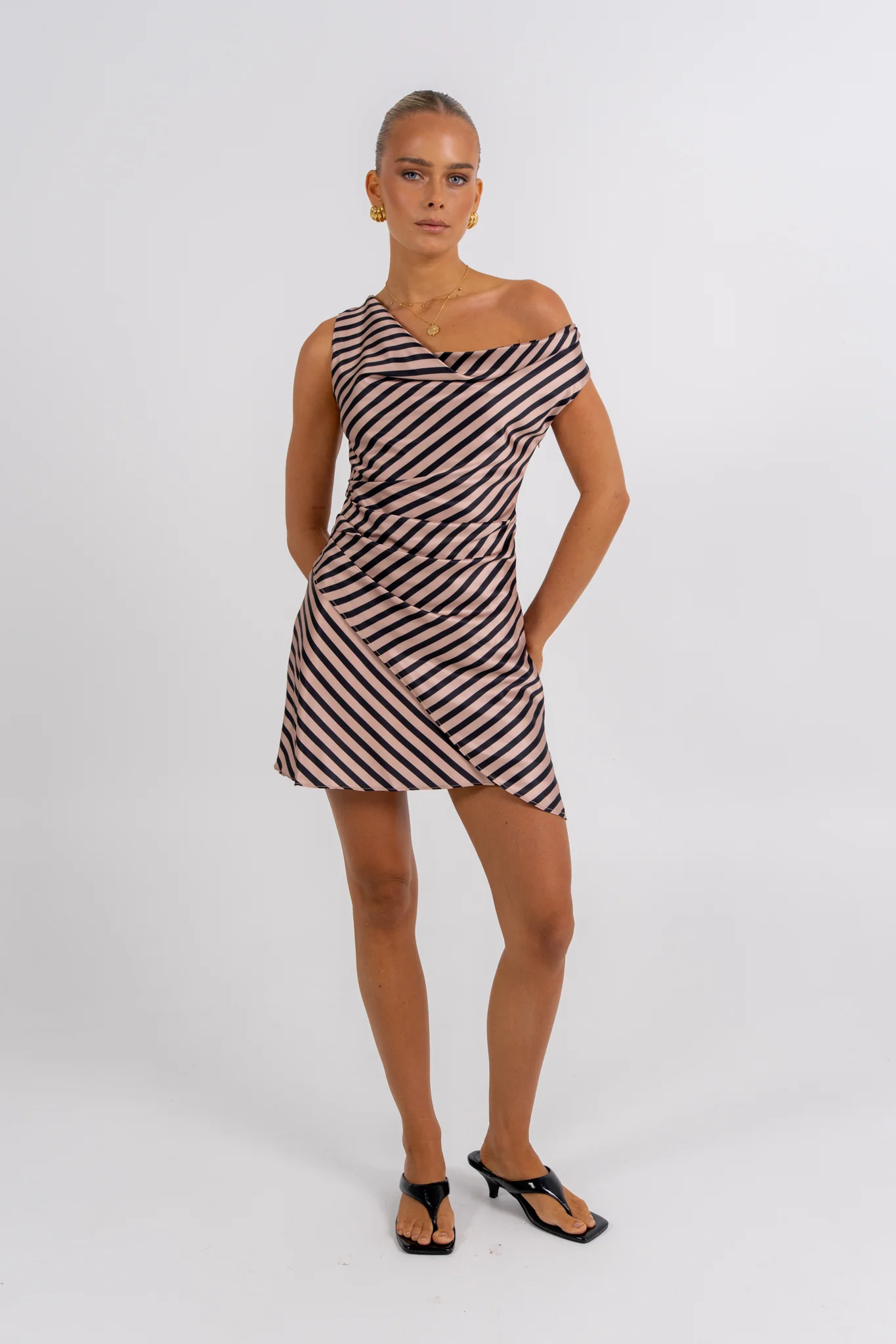 Kirah Mini Dress Black Stripe - Image 4