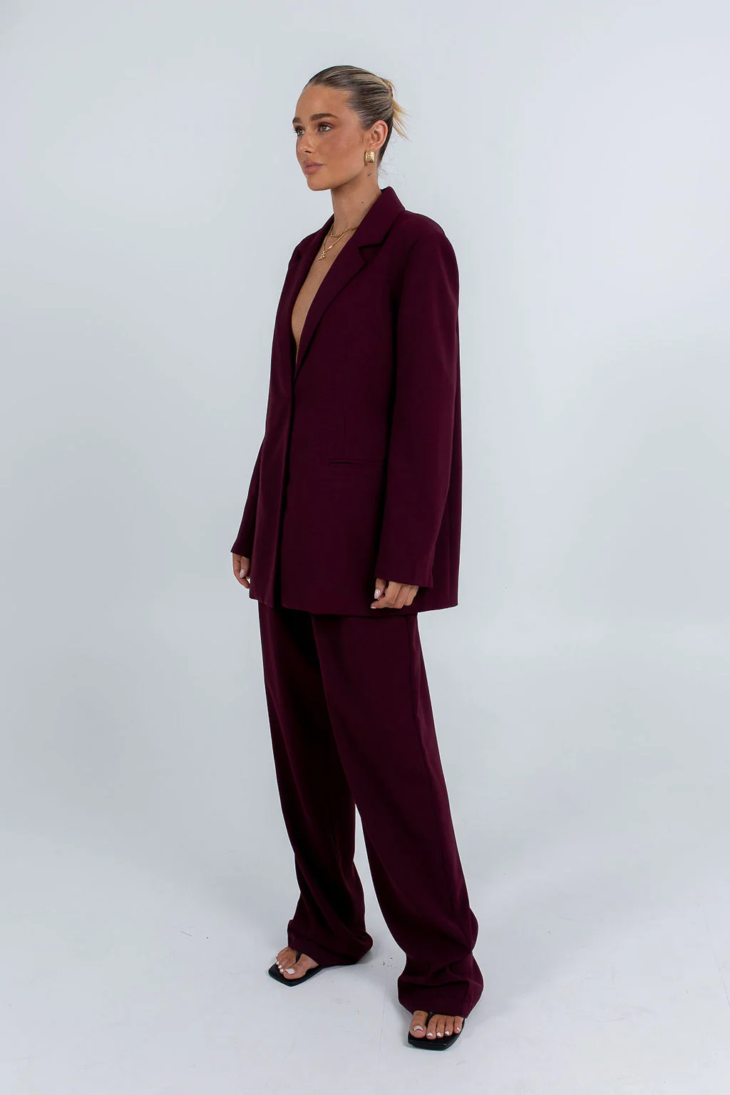Mayda Tailored Pants Burgundy - Image 4