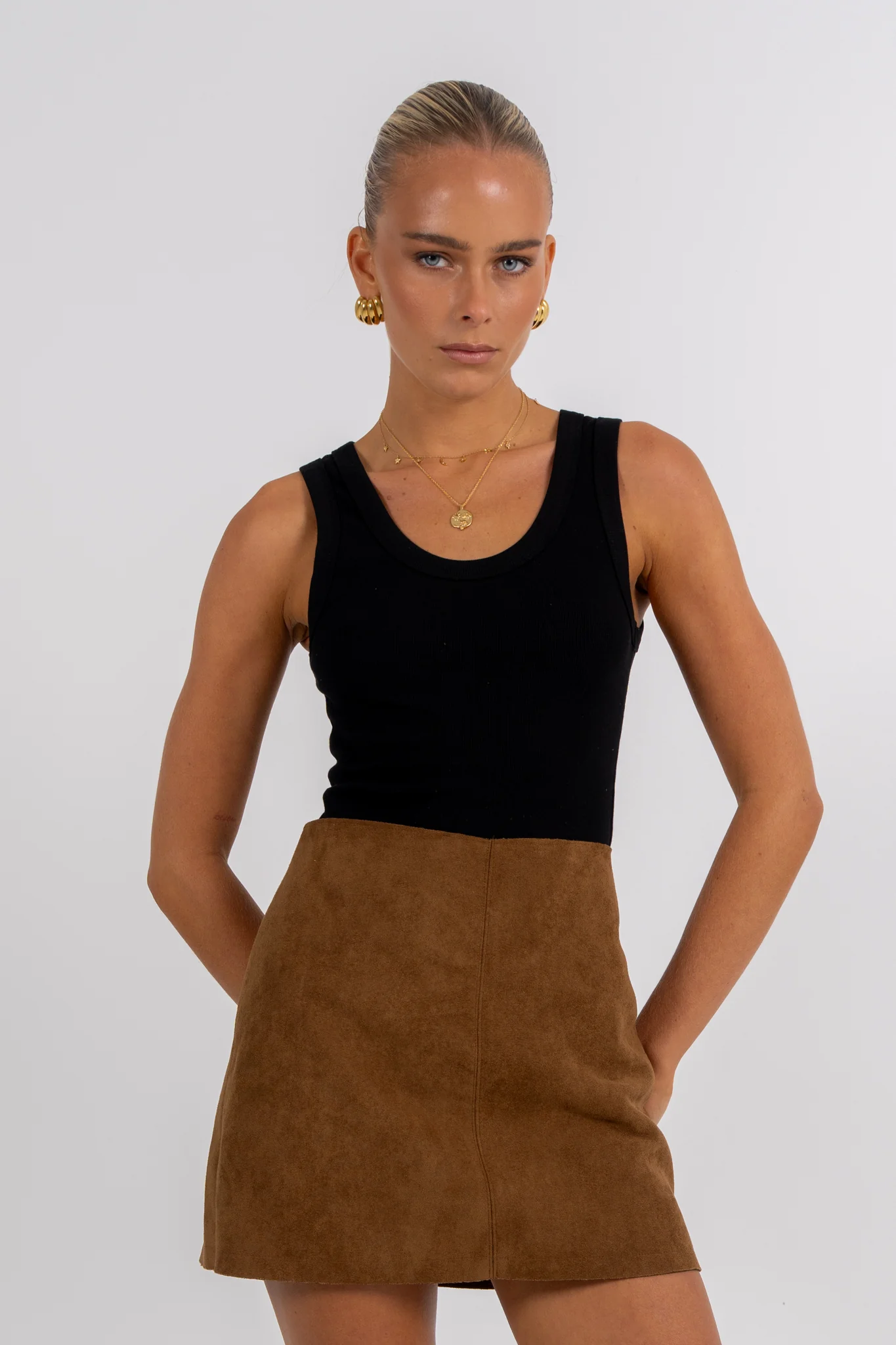 Reya Mini Skirt Tan Brown - Image 8