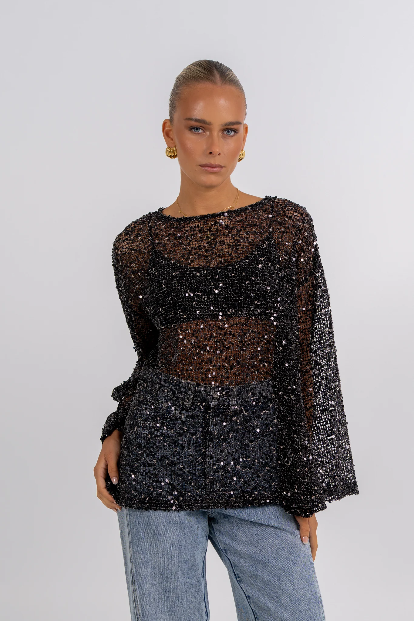 Uzma Sequin Top Black - Image 9