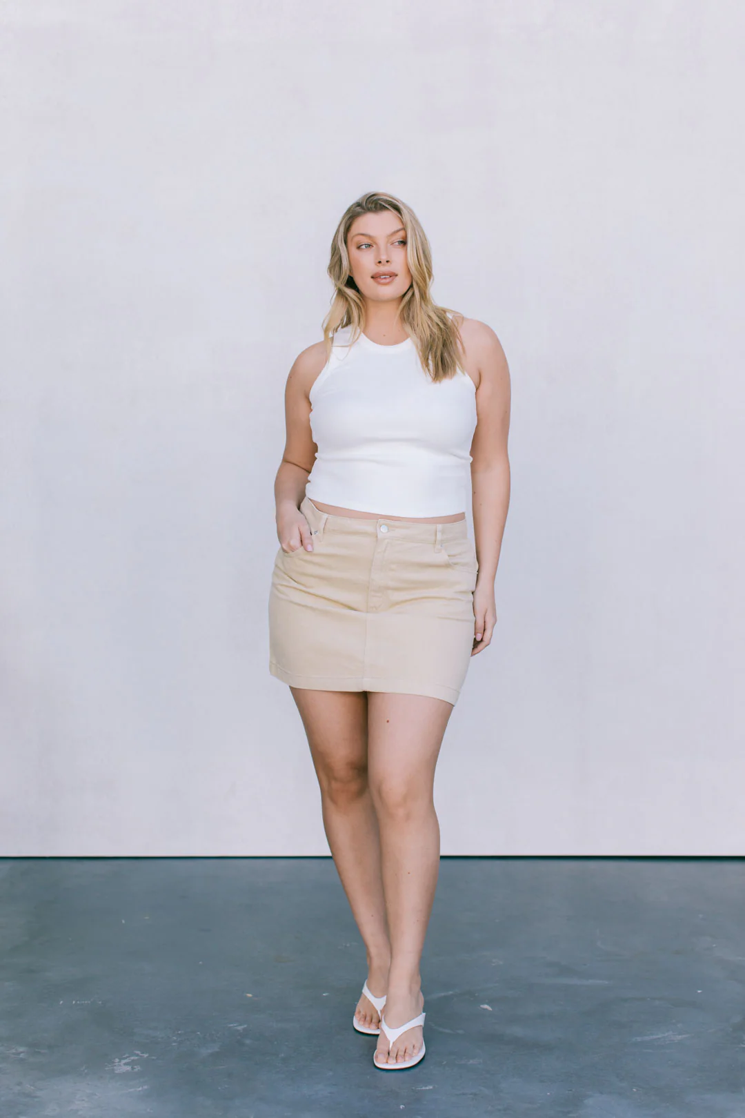 Erin Mini Denim Skirt Sand - Image 21