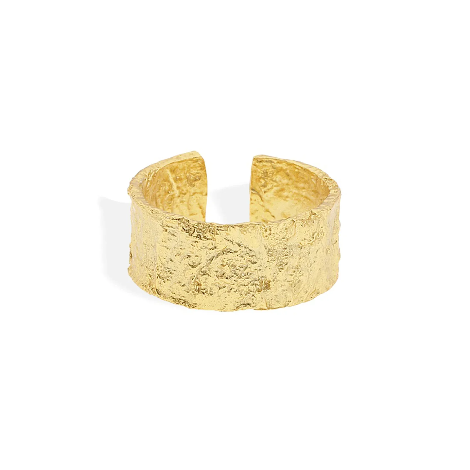 Eros Large Textured Ring Gold - Image 7