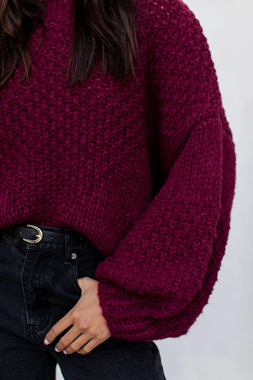Falla Knit Jumper Burgundy - Image 4