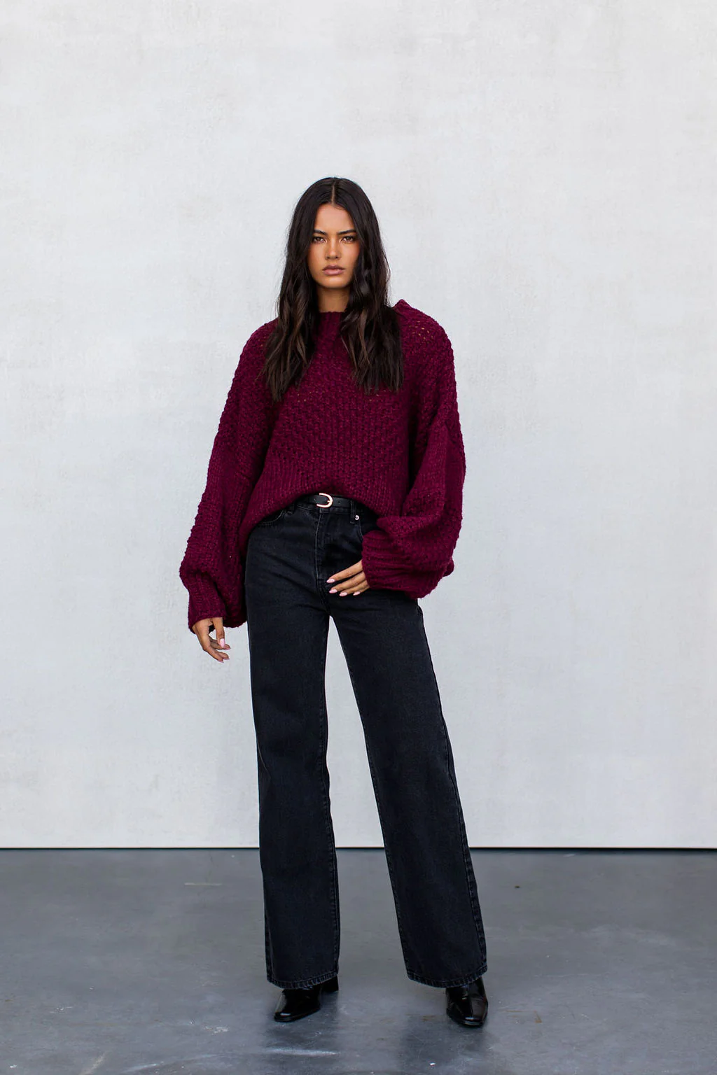 Falla Knit Jumper Burgundy - Image 7