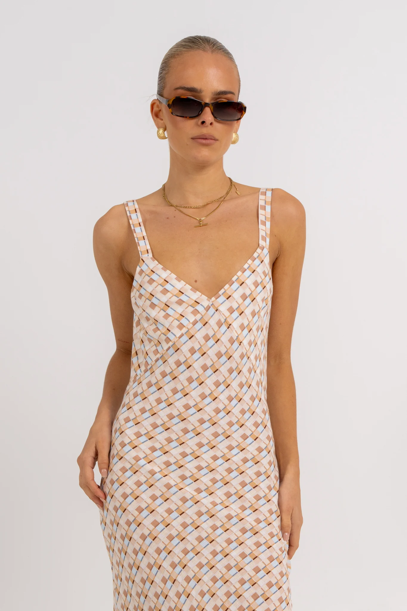 Giro Dress Beige Check - Image 10