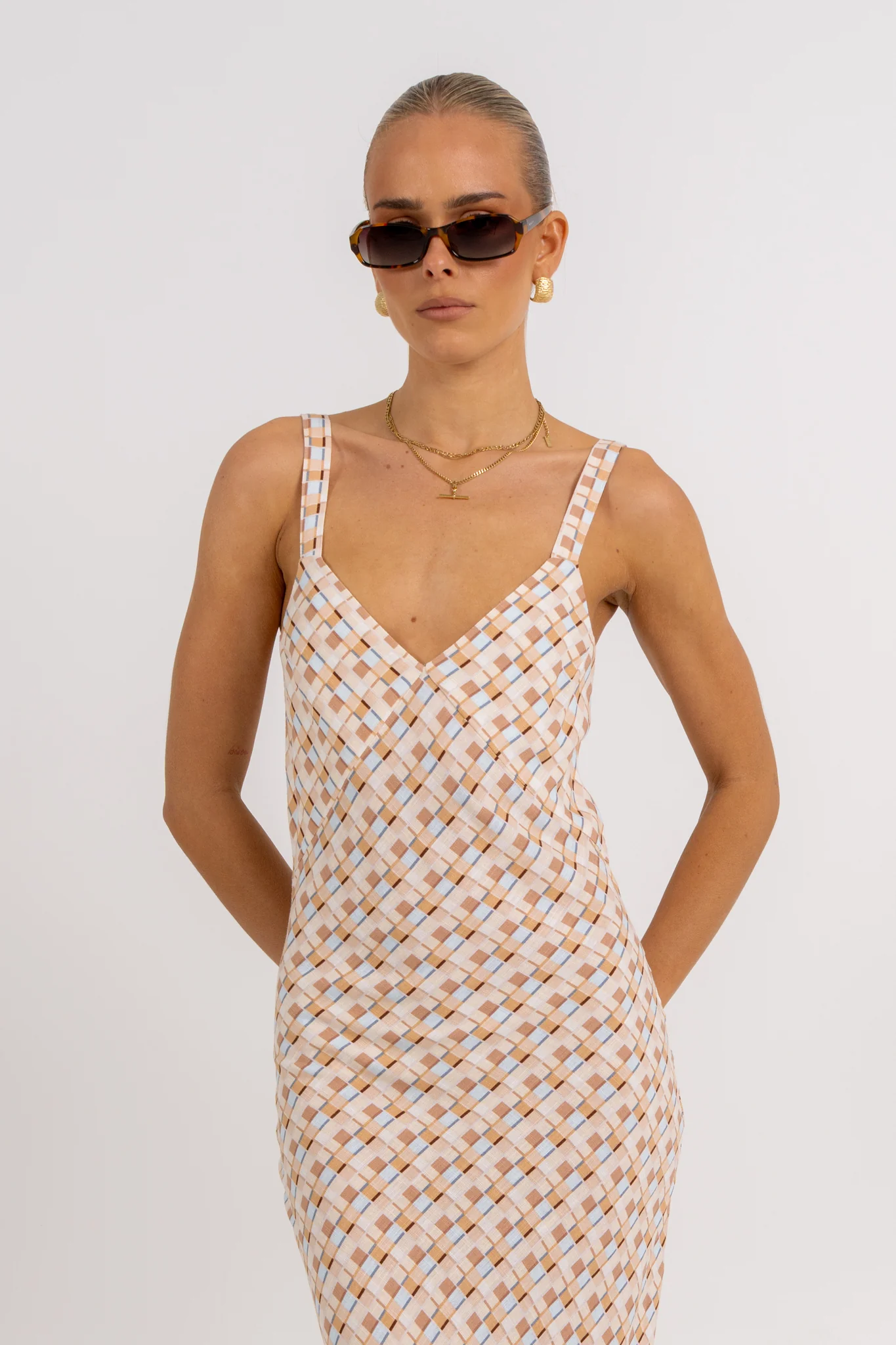 Giro Dress Beige Check - Image 7