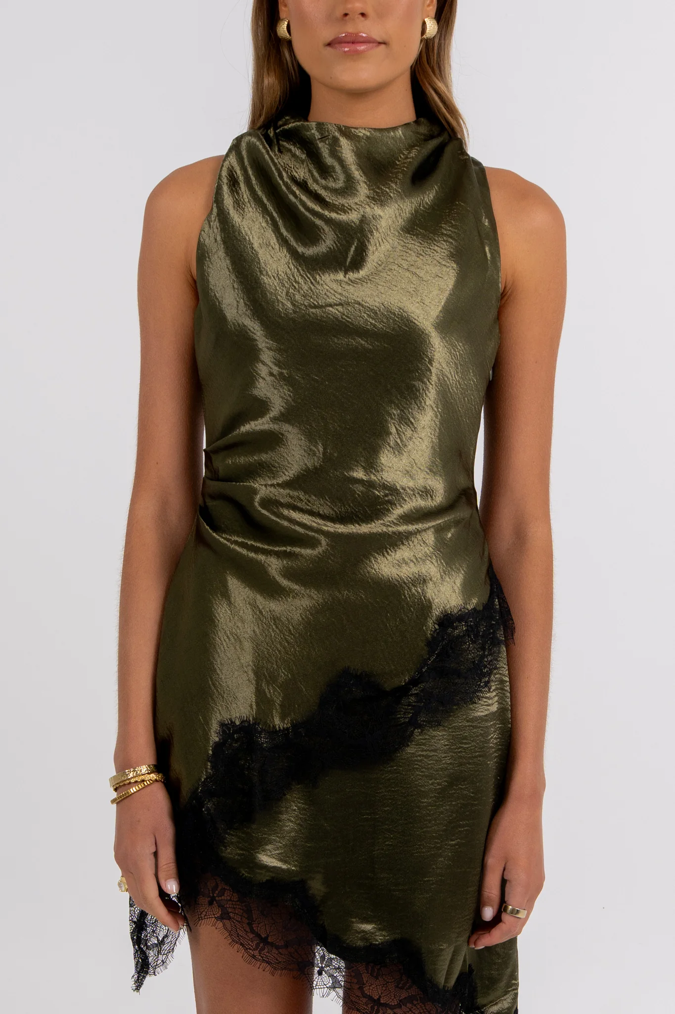 Goldie Mini Dress Khaki - Image 2