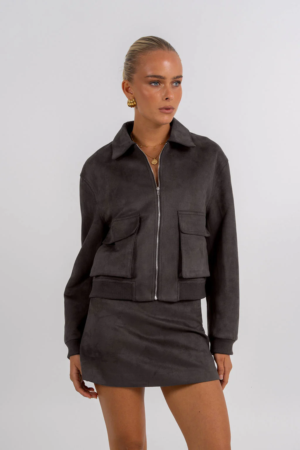 PRE ORDER Gracelyn Bomber Jacket Charcoal - Image 4