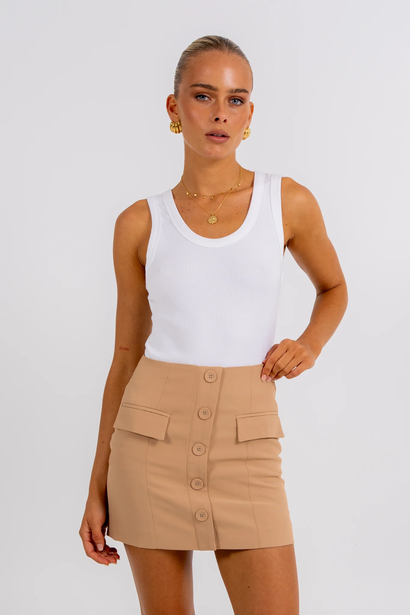 Haider Mini Skirt Beige - Image 2