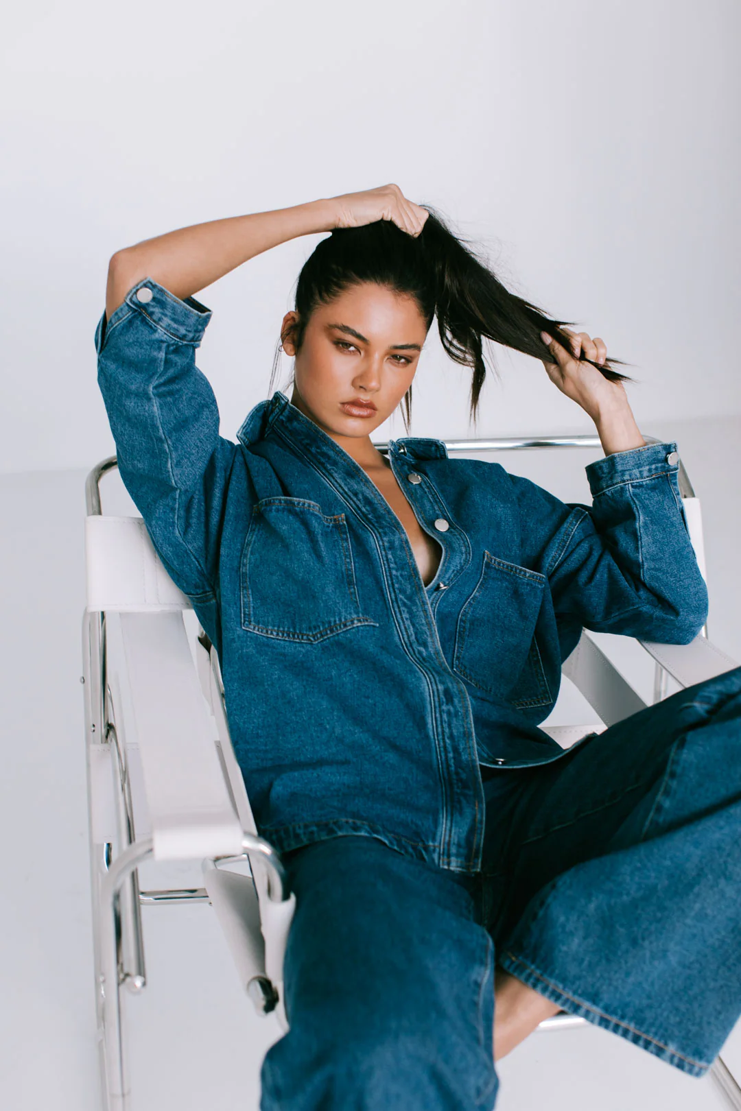 Ilou Denim Shirt Dark Blue Wash - Image 14