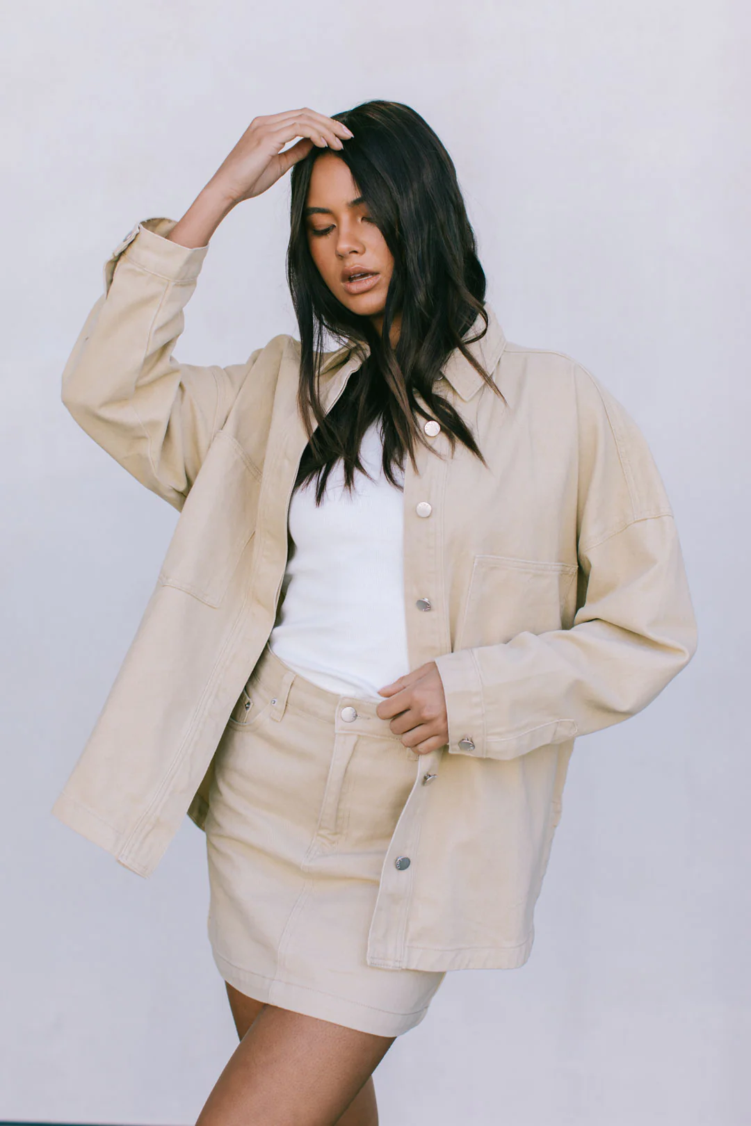 Ilou Denim Shirt Sand - Image 12
