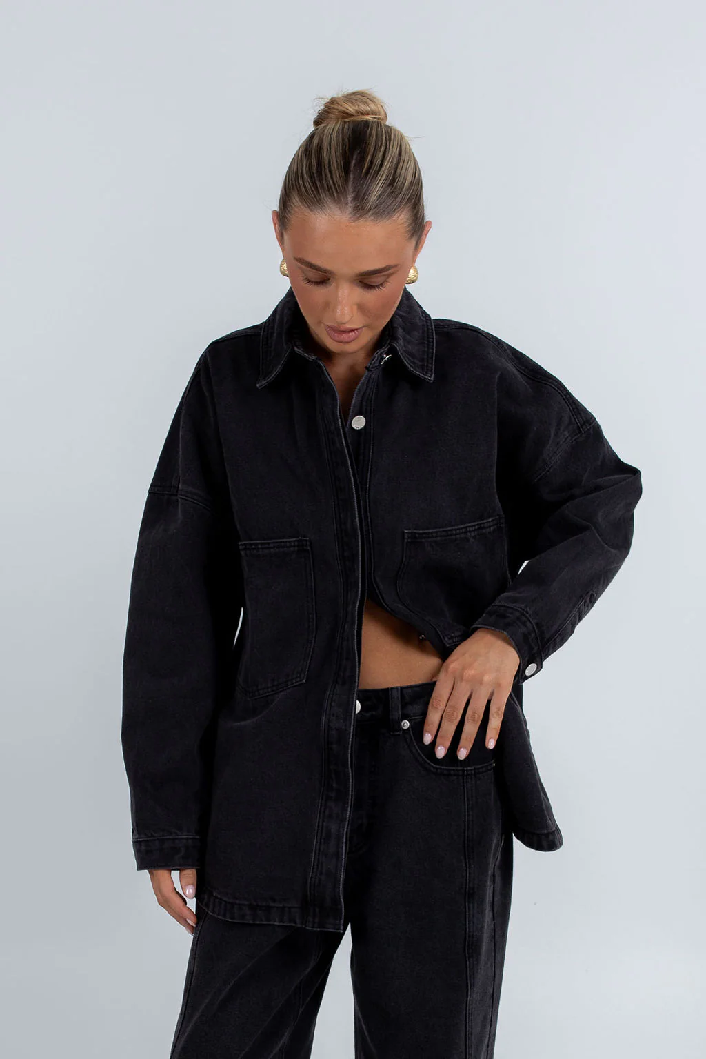 PRE ORDER Ilou Denim Shirt Washed Black - Image 10