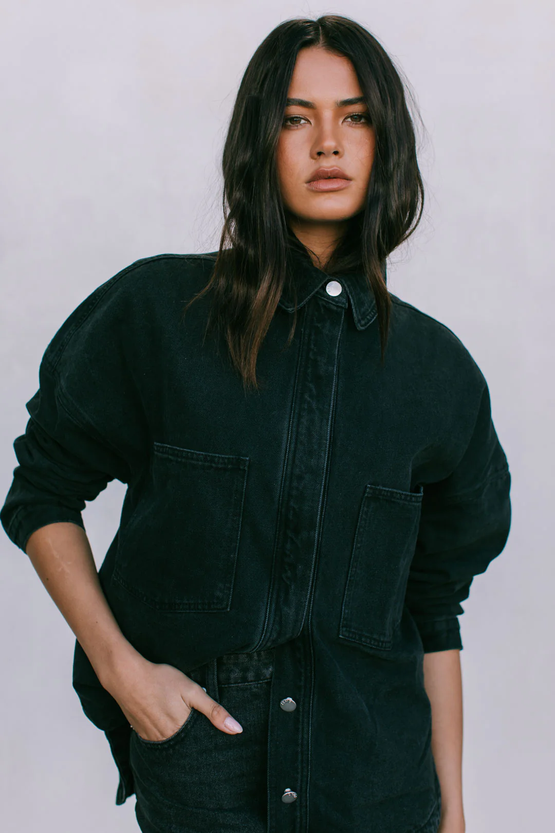 PRE ORDER Ilou Denim Shirt Washed Black - Image 16
