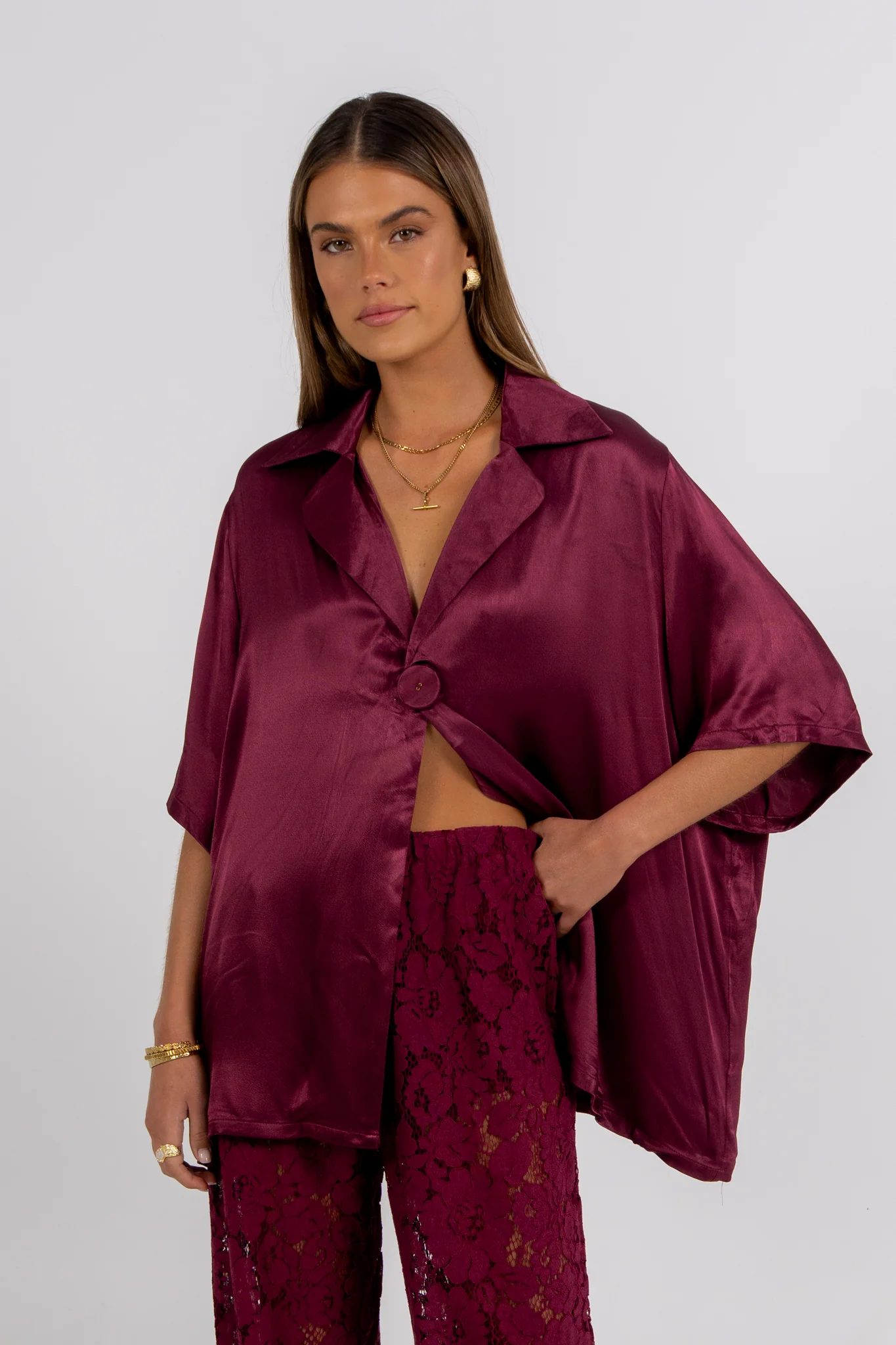 Ilsuo Pants Burgundy Lace - Image 2