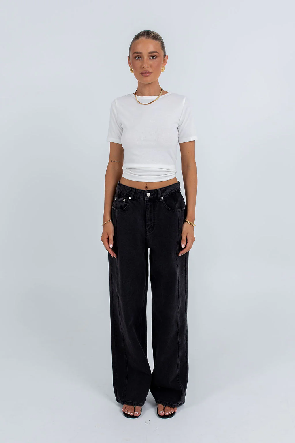 Janey Baggy Leg Jeans Washed Black