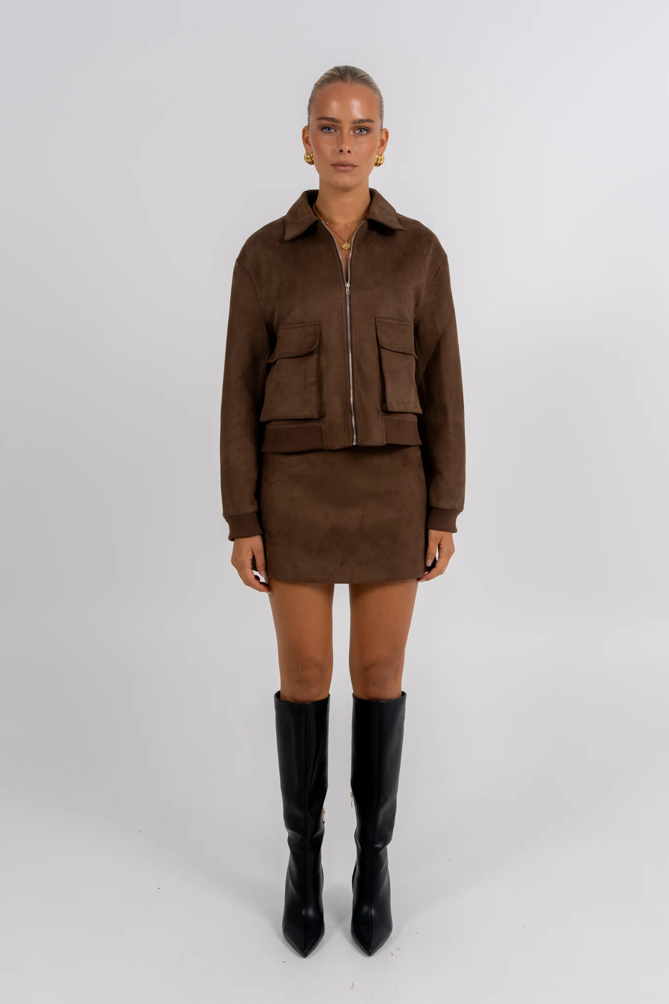 Gracelyn Bomber Jacket Chocolate - Image 3