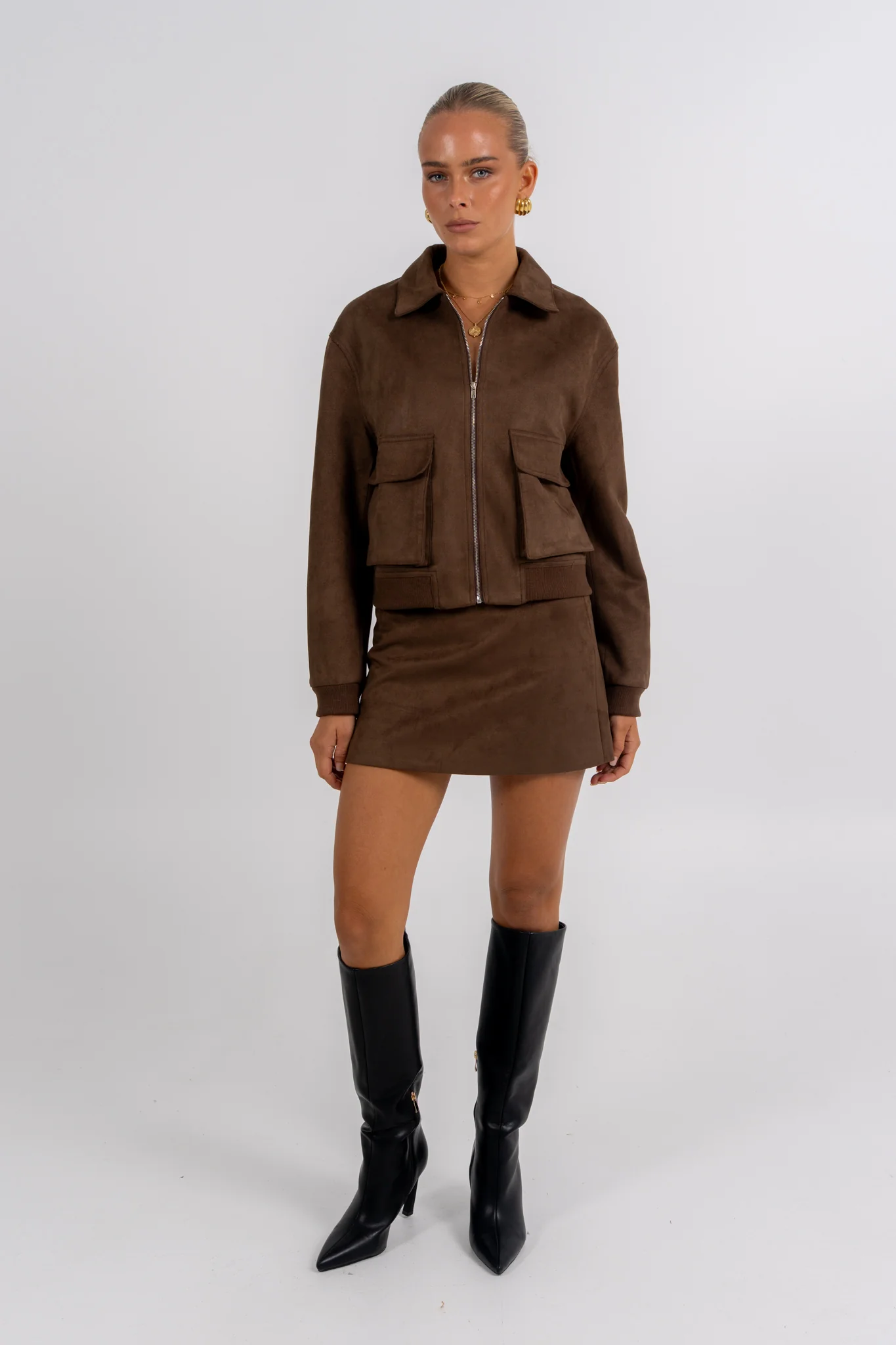 Gracelyn Bomber Jacket Chocolate - Image 8