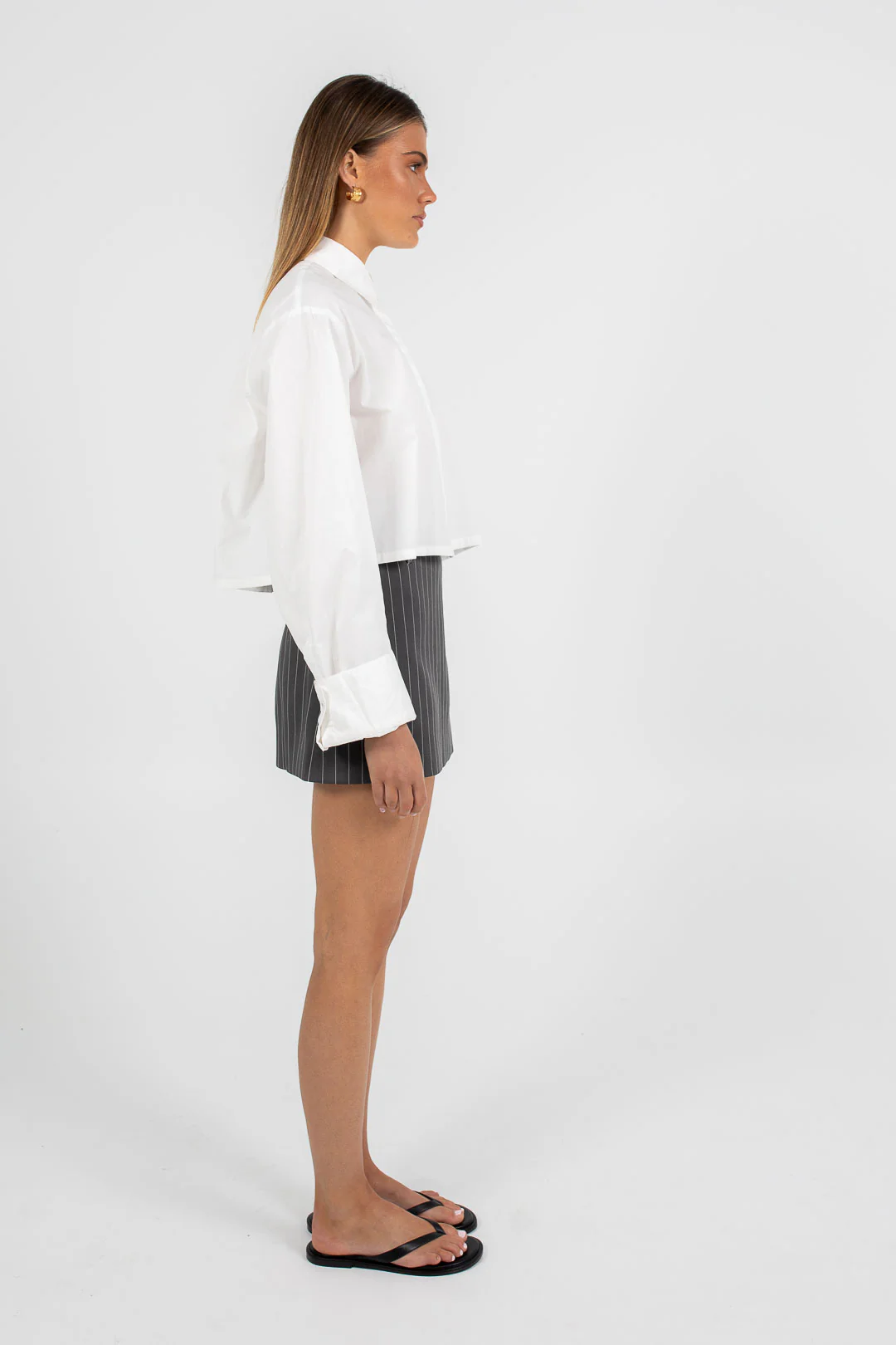 Jolie Mini Skirt Charcoal Pinstripe - Image 4