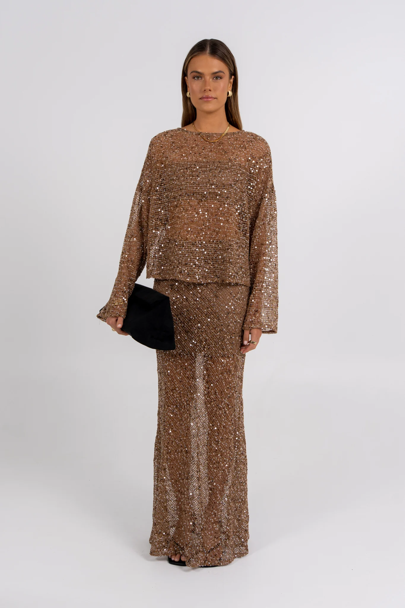 Mae Sequin Top Mocha - Image 2