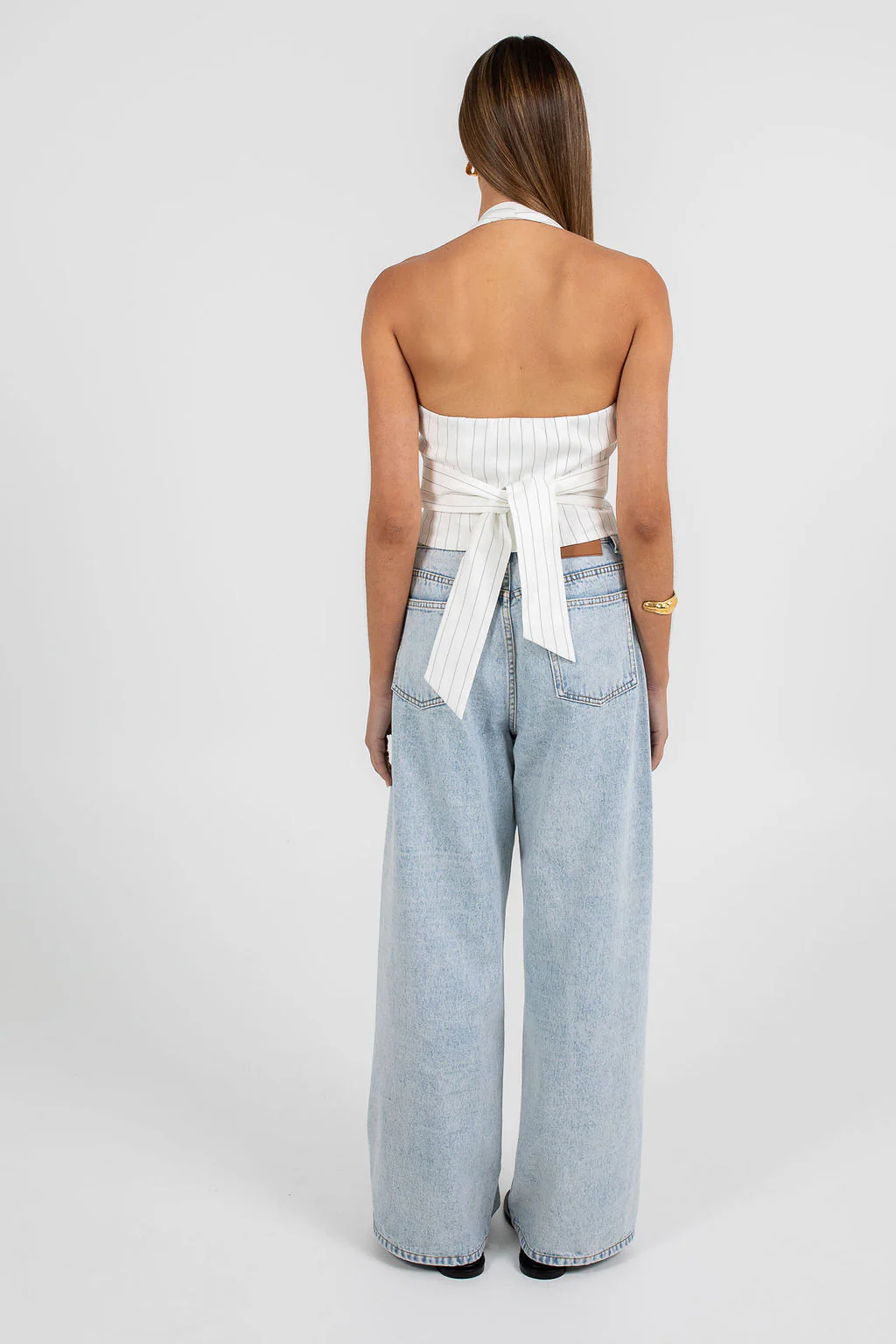 Marnie Halter Top White Pinstripe - Image 2