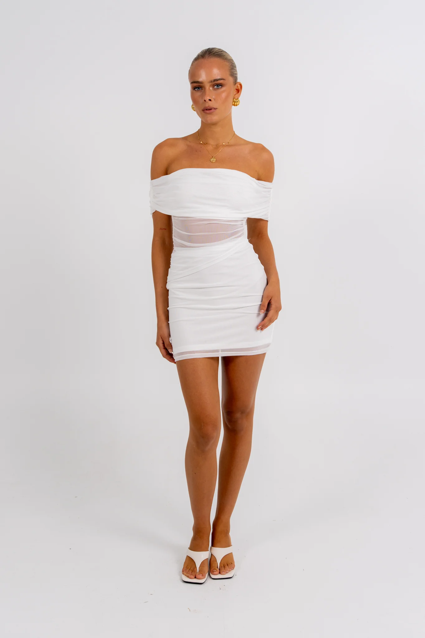 Niya Mini Dress White - Image 4