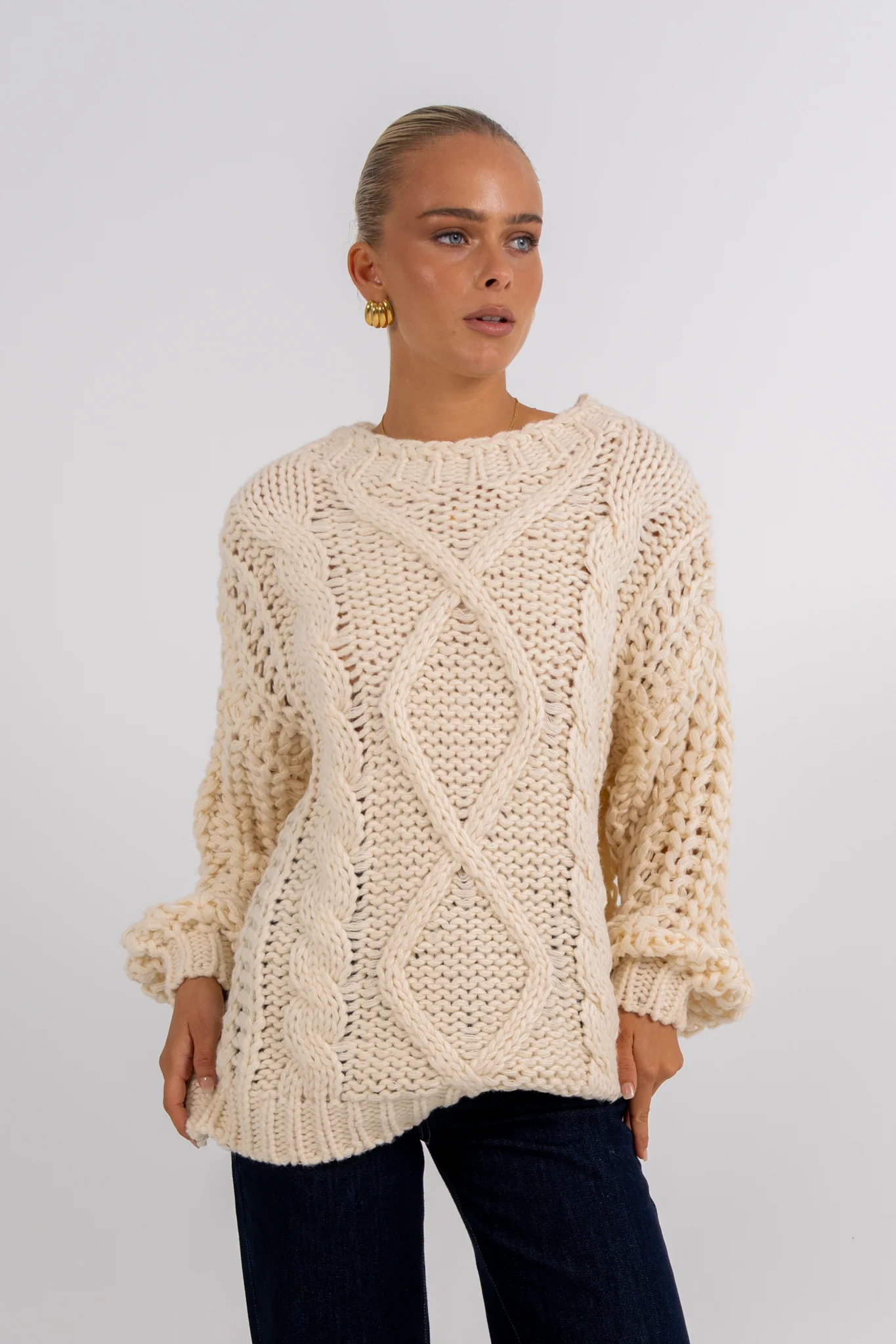 Nuriah Knit Jumper Cream - Image 5