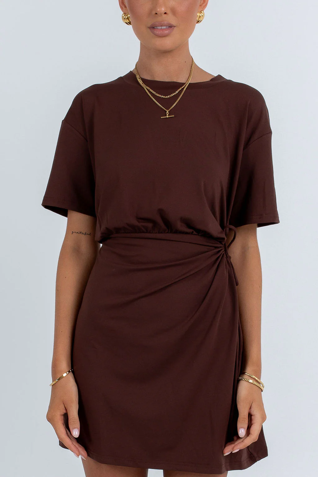 Oriana Mini Dress Chocolate - Image 2