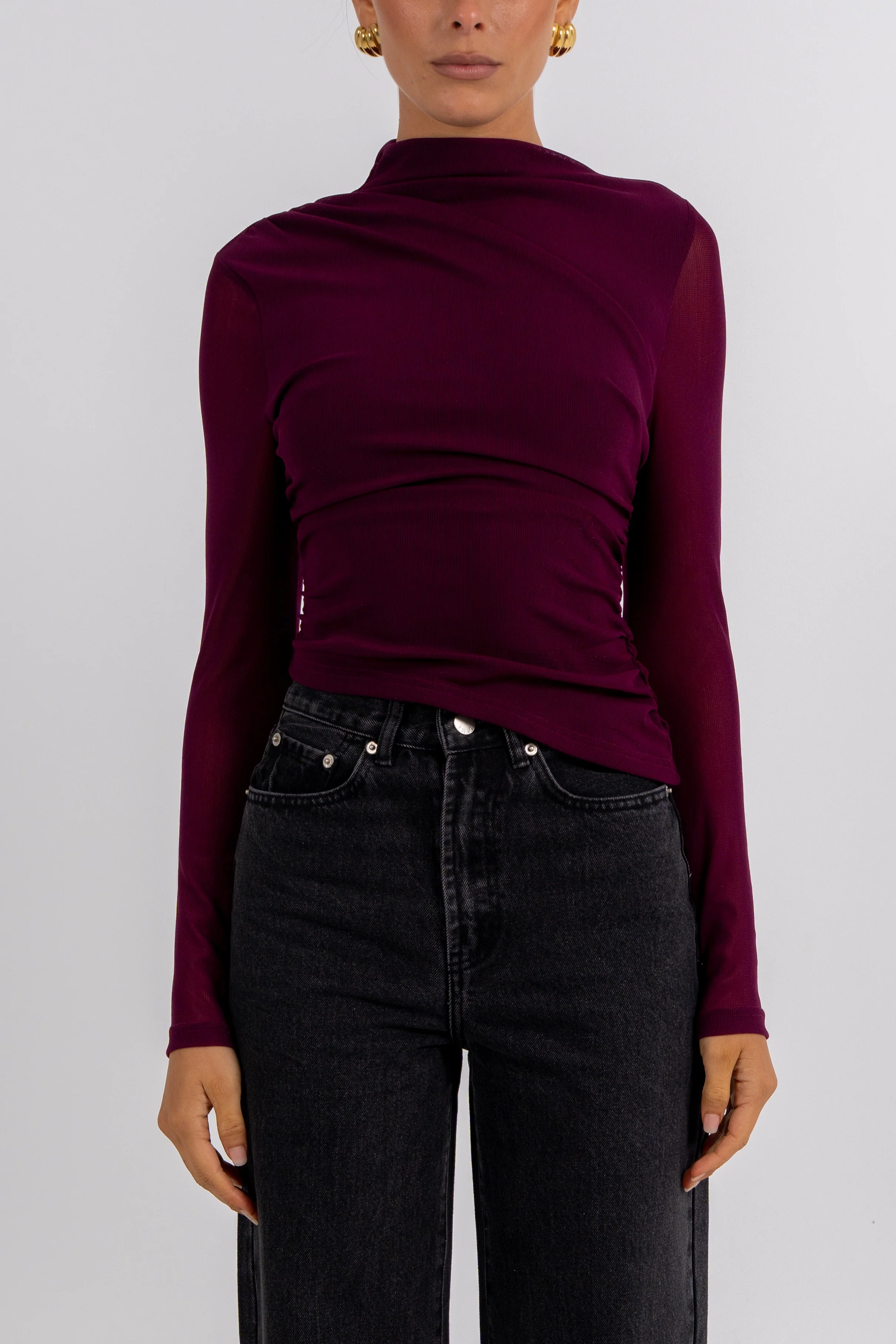 PRE ORDER Dakitah Long Sleeve Top Burgundy - Image 3