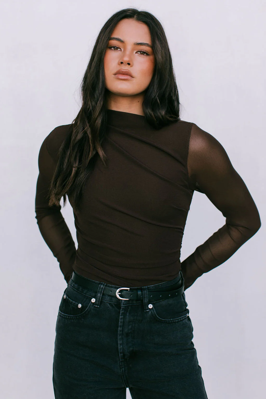 PRE ORDER Dakitah Long Sleeve Top Dark Espresso - Image 4