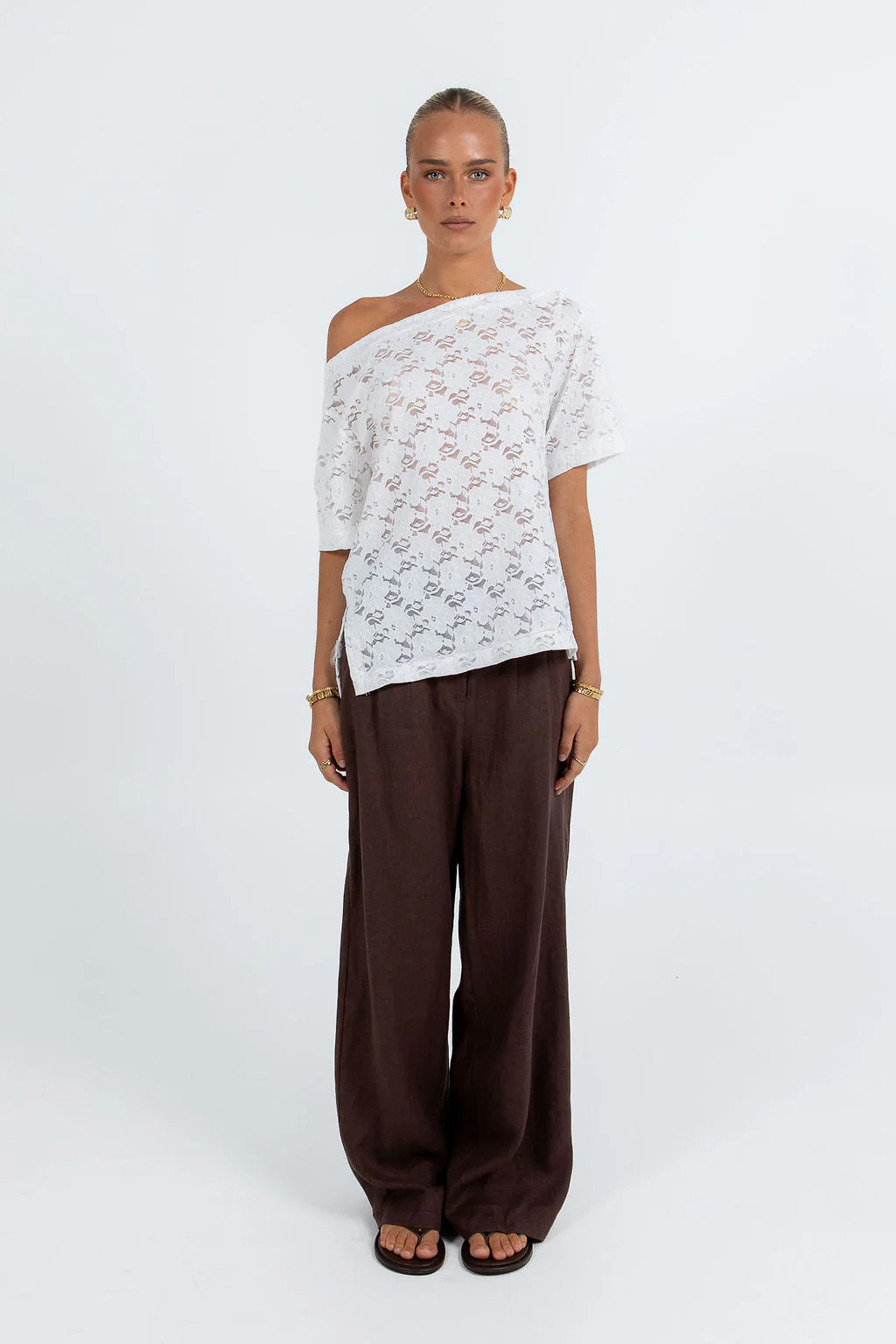 Kelsey Lace Top White